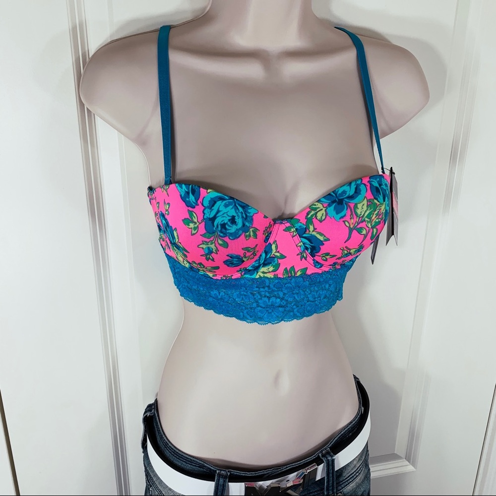 NWT Rampage Lace & Flowers Busty Bustier Corset Convertible Bra Sexy Crop Top - Picture 11 of 16